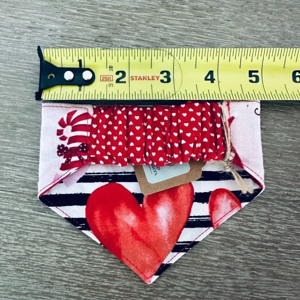 Valentine Gnome Hearts Dog Pet Bandana Collar XS